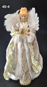 Înger decorativ crem-auriu  vârf de brad Crăciun - 44cm